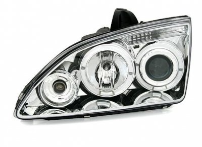 ТУНИНГ ФАРОВЕ И СТОПОВЕ ЗА FORD FOCUS Кристални фарове FORD FOCUS (05-08)- хром 