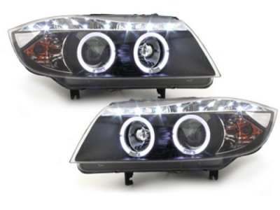 ТУНИНГ ФАРОВЕ И СТОПОВЕ ЗА BMW Кристални фарове  DAYLINE BMW E90  (05-08) - черни