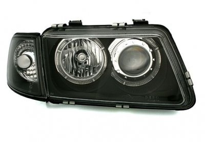 ТУНИНГ ФАРОВЕ И СТОПОВЕ Кристални фарове  Angel Eyes AUDI A3 (1996-2000) - черни