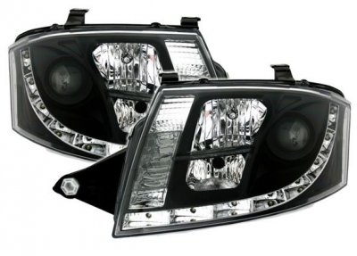 ТУНИНГ ФАРОВЕ И СТОПОВЕ ЗА AUDI TT / Q7 Кристални фарове за Audi TT Dayline (1998-2005) - черни