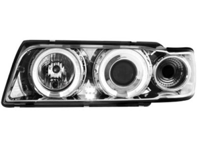 ТУНИНГ ФАРОВЕ И СТОПОВЕ ЗА BMW Кристални фарове  Angel Eyes BMW E38  (1994-1998) - хром