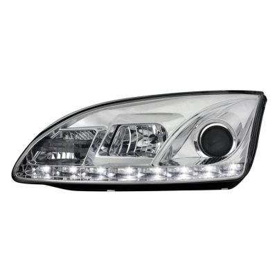 ТУНИНГ ФАРОВЕ И СТОПОВЕ ЗА FORD Кристални фарове DEVIL EYES FORD FOCUS (05-08)- хром 