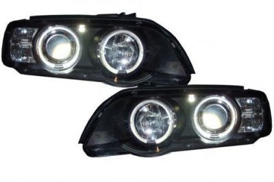 ТУНИНГ ФАРОВЕ И СТОПОВЕ ЗА BMW Кристални фарове  Angel Eyes BMW X5  (99-03) - черни