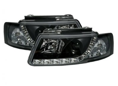 ТУНИНГ ФАРОВЕ И СТОПОВЕ ЗА VOLKSWAGEN Кристални фарове  Dayline VW PASSAT 3B/ B5 (97-00)  - черни