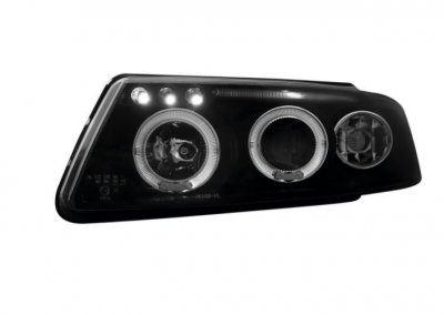 ТУНИНГ ФАРОВЕ И СТОПОВЕ ЗА VOLKSWAGEN Кристални фарове  Angel Eyes VW PASSAT 3B/ B5 (97-00)  - черни