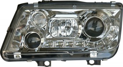 ТУНИНГ ФАРОВЕ И СТОПОВЕ ЗА VOLKSWAGEN Кристални фарове за Бора VW BORA  - хром