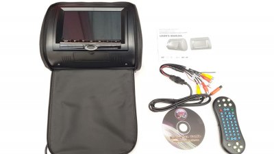 ПОДГЛАВНИЦИ 7inch  DVD плеър в подглавник с USB и безжичен джойстик за видеоигри - черен