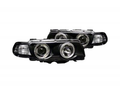ТУНИНГ ФАРОВЕ И СТОПОВЕ ЗА BMW Кристални фарове  Angel Eyes BMW E38  (1998-2001) - черни