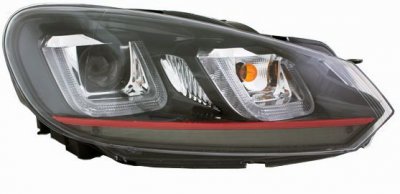 ТУНИНГ ФАРОВЕ И СТОПОВЕ ЗА VOLKSWAGEN Тунинг фарове за VW GOLF 6 - GOLF 7 Design с червена лайсна