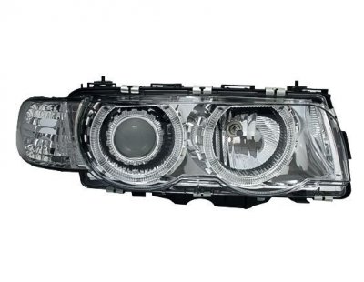 ТУНИНГ ФАРОВЕ И СТОПОВЕ Кристални фарове  Angel Eyes BMW E38  (1998-2001) - хром