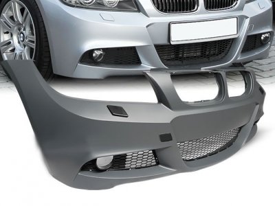 3 SER. E90 / E91 / E92 (2005+) Предна Броня за BMW E90 седан и комби Facelift (2008+) - М-Техник с халогени, без парктроник, с пръскалки