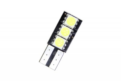 ЛЕД КРУШКИ ЗА КОЛИ Лед крушки тип T10 с 3 SMD диода от една страна - Canbus