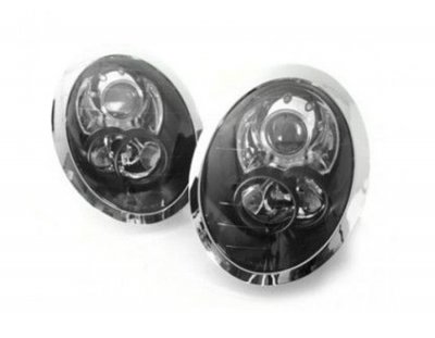 ТУНИНГ ФАРОВЕ И СТОПОВЕ ЗА MINI COOPER Кристални фарове за Mini Cooper (2006-2010) - хром