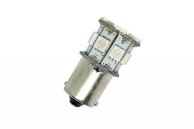 ЛЕД КРУШКИ ЗА КОЛИ Диодна крушка тип BA15S с 13 SMD диода двойна светлина Червен